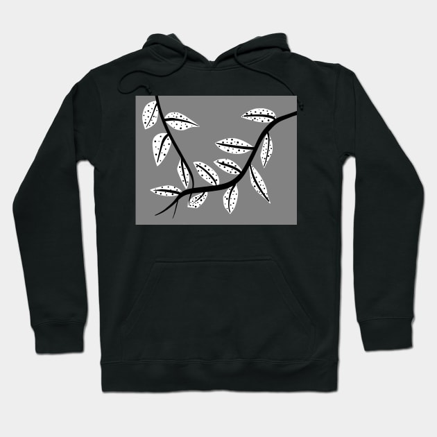 Abstract Leaf Art Black And White On Gray Hoodie by art64